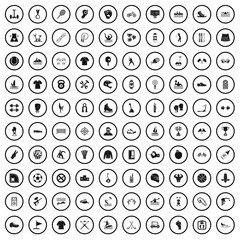 100 sports activities icons set in simple style for any design vector illustration