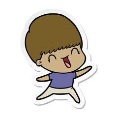 sticker of a happy cartoon boy