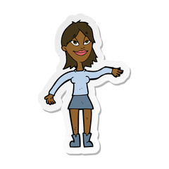 sticker of a cartoon woman making hand gesture