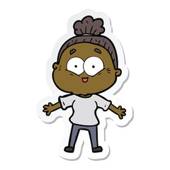 sticker of a cartoon happy old woman