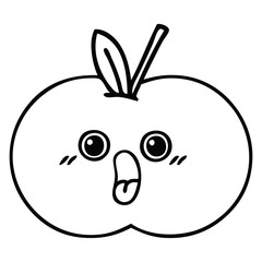 line drawing cartoon red apple