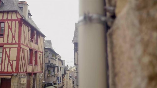 Dinan medieval street Brittany slow motion 4k
