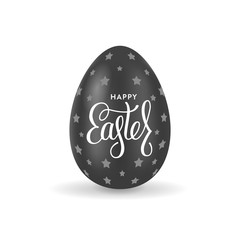 Black egg Happy Easter Lettering Vector illustration