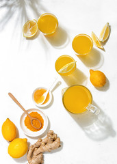 Turmeric detox summer drink, view from above