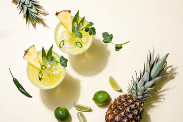 Pineapple jalapeno margarita summer cocktail - obrazy, fototapety, plakaty