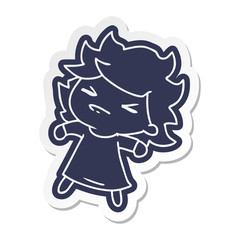cartoon sticker of a cute kawaii girl