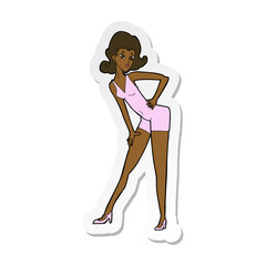 sticker of a cartoon model woman posing
