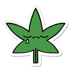 sticker of a cute cartoon marijuana leaf