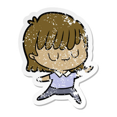 distressed sticker of a cartoon woman