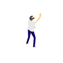 Man in virtual reality glasses vector graphics