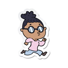 Obraz na płótnie Canvas sticker of a cartoon woman wearing glasses