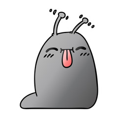 gradient cartoon of a happy kawaii slug