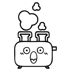 line drawing cartoon of a toaster