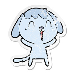 distressed sticker of a cute cartoon dog