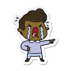 sticker of a cartoon crying man