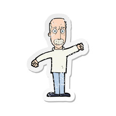 retro distressed sticker of a cartoon angry old man