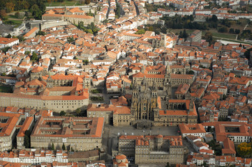  aerial image of Santiago de Compostela, Galicia, Spain - obrazy, fototapety, plakaty