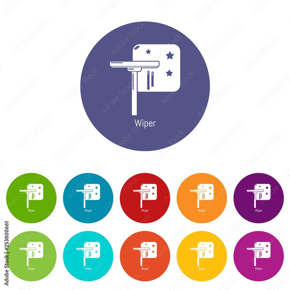 Poster wiper icons color set vector for any web design on white background