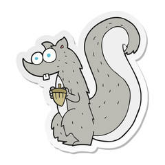 sticker of a cartoon squirrel with nut