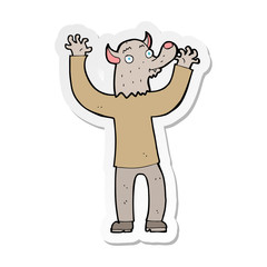 sticker of a cartoon happy werewolf man