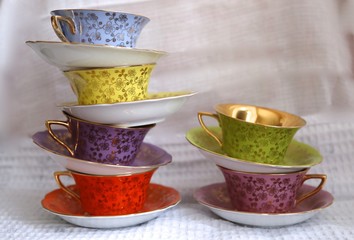 funny tea cups different colours