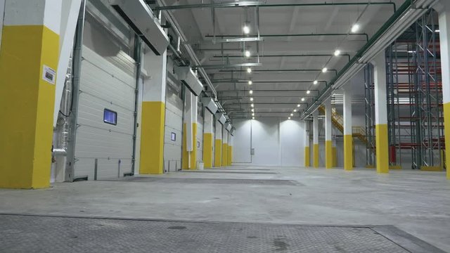 Cool angle view of the automatic gate inside the logistics center