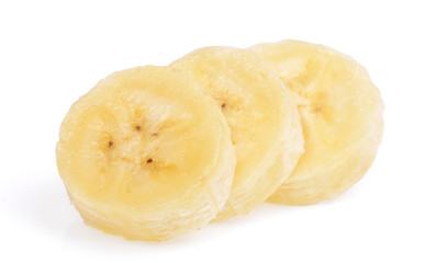 sliced peeled banana isolated