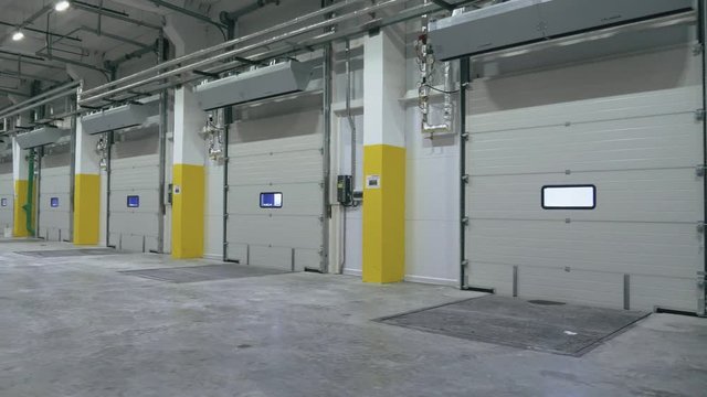 General view of the automatic gate inside the empty logistics center