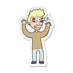 sticker of a cartoon terrified man