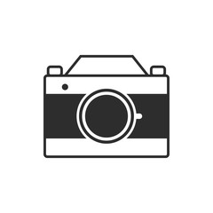 Vintage photo camera isolated on white background. Professional media device icon, concept. Vector flat illustration