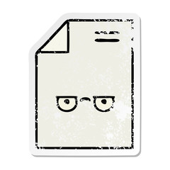 distressed sticker of a cute cartoon sheet of paper