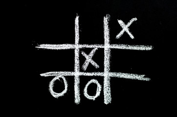 tick-tack-toe on chalkboard