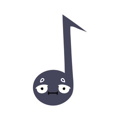 flat color retro cartoon musical note