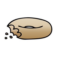 quirky gradient shaded cartoon bitten bagel