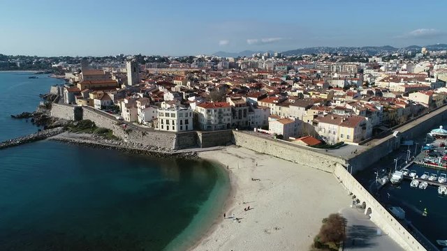 Aerial view of the old city of Antibes on the French Riviera