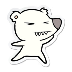 sticker of a angry polar bear cartoon