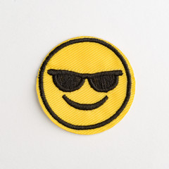 Emoji smile embroidered patch