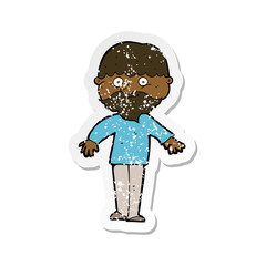 retro distressed sticker of a cartoon happy man