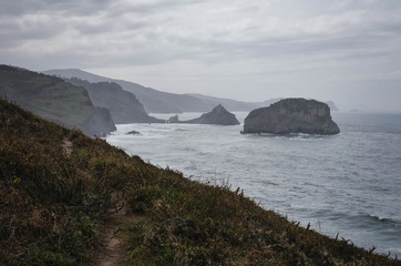 Gaztelugatxe seen from the lighthouse of Matxitxako, Vizcaya, Basque Country, Spain