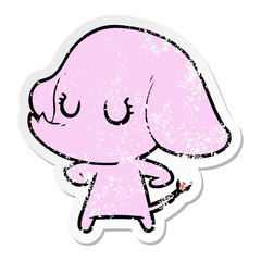 distressed sticker of a cute cartoon elephant