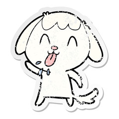 distressed sticker of a cute cartoon dog