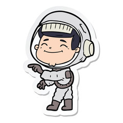 sticker of a happy cartoon astronaut