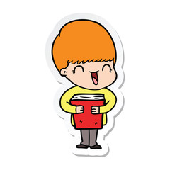 sticker of a happy cartoon boy