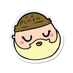 sticker of a cartoon male face with beard