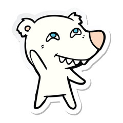 Obraz premium sticker of a cartoon polar bear waving