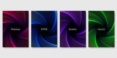 Set of Colorful Templates with Complex Lines. EPS8 Vector.