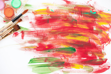 Fototapeta premium Paint brushes and paints for drawing.