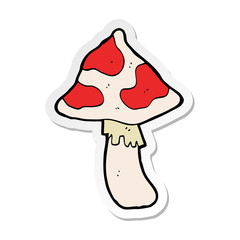 sticker of a cartoon toadstool