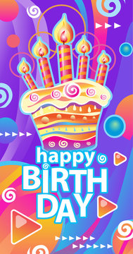 Banner with birthday cake and candles