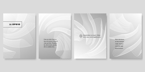 Set of Futuristic Cover Design Templates with Wavy Lines. EPS10 Vector.